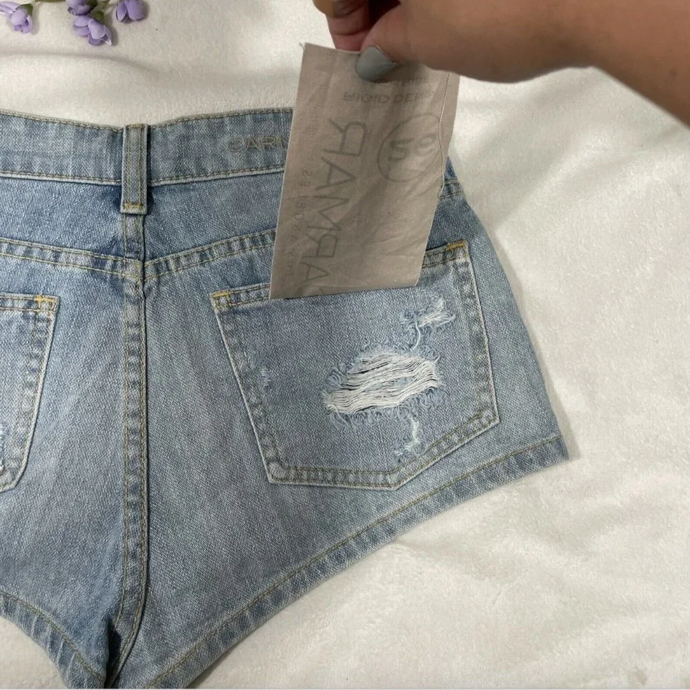 NWT $188 LF x Carmar Calla High Waisted‎ Distressed Denim Shorts [ SZ 26 ] #3914